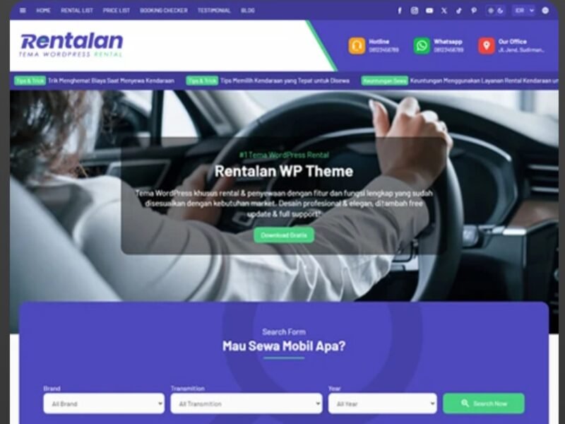 Ini Website Rental Mobil yang Keren, Profesional, Modern dan Responsif